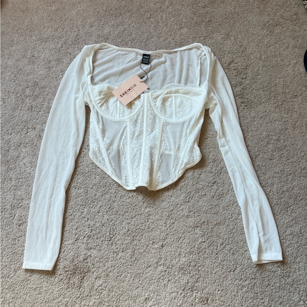 SHEIN white Long Sleeve Corset
